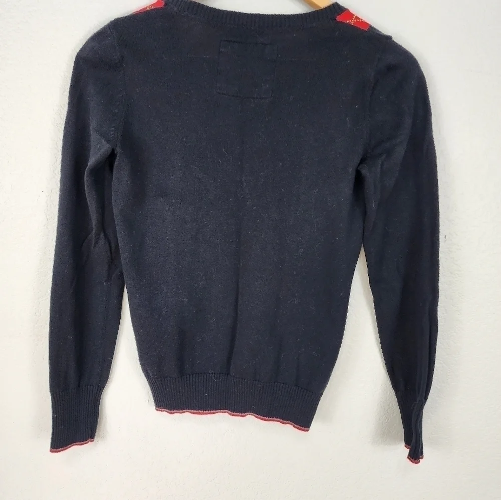 Justice Argyle Black Red White Girls Cardigan Sweater Size 14